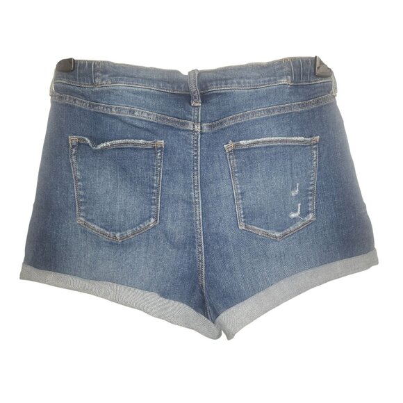 Arizona Jean Co. Hi-Rise Curvy Short Womens 15 Blue Distressed Denim Shorts - Picture 3 of 8